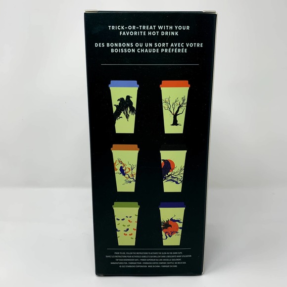Starbucks Fall 2022 Reusable Plastic‎ Hot Cups with Lids Glow in the Dark - Picture 4 of 7